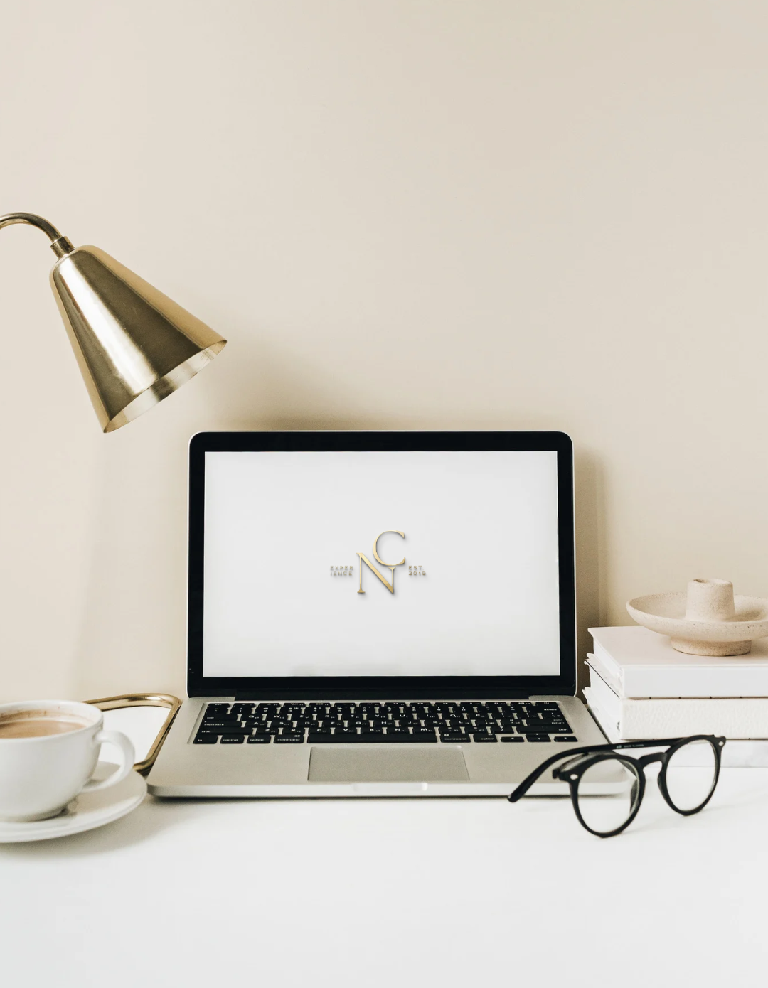 Beige and Gray Minimalist Desktop Mockup Instagram Story